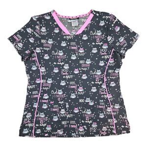 HeartSoul Owl I Need Is A Nap Scrub Top Size Large